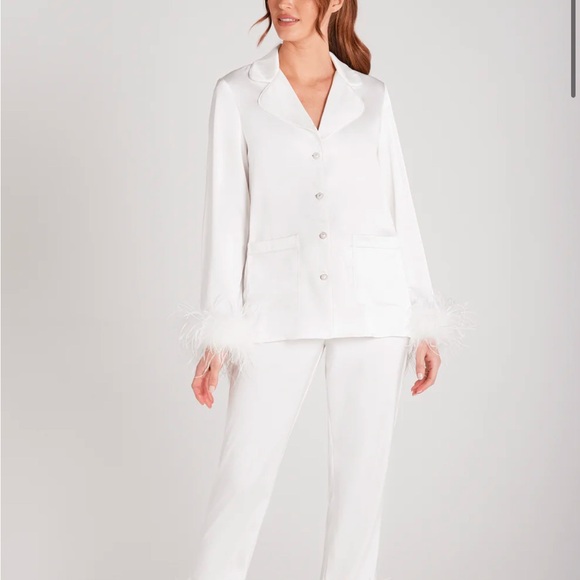 COPY - Nadine Merabi DARCIE WHITE PAJAMA set. Bridal pajamas. Size small. - Picture 3 of 3
